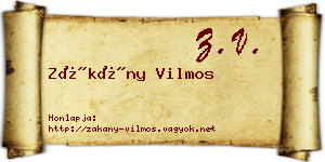 Zákány Vilmos névjegykártya